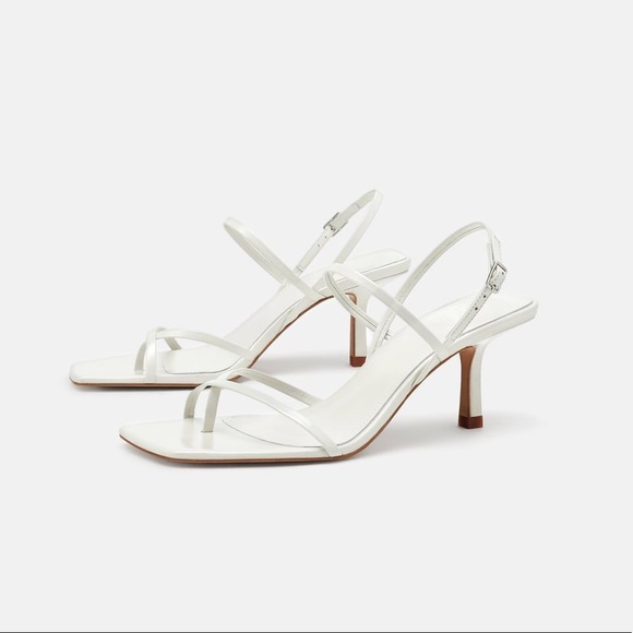 Blogger fav—ZARA White Leather Strappy Heel Sandal - Picture 1 of 6